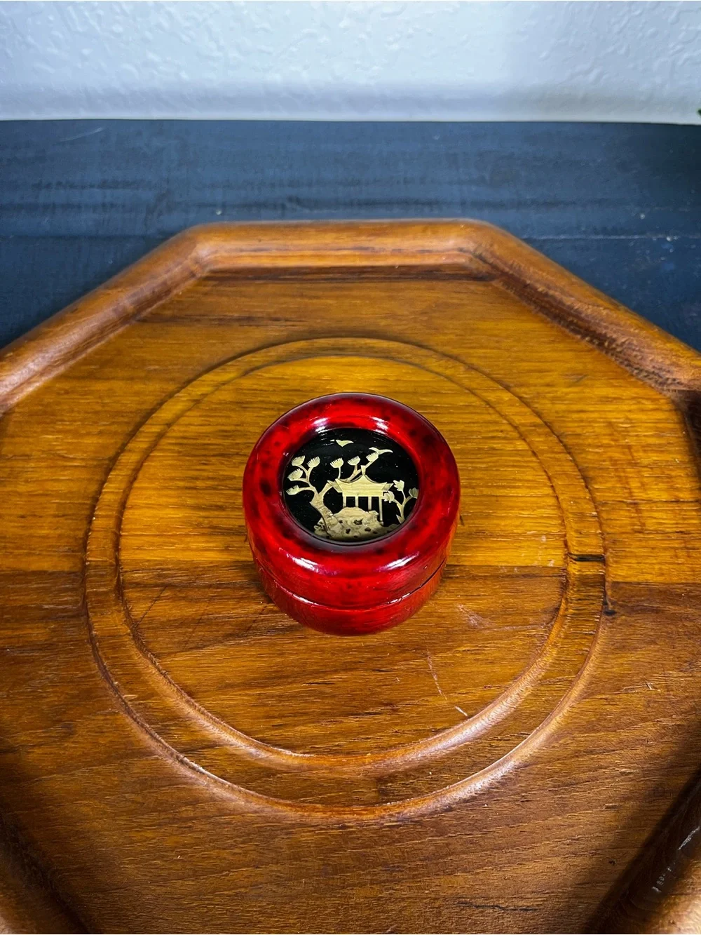Vtg Cork Art Trinket Box 2.5